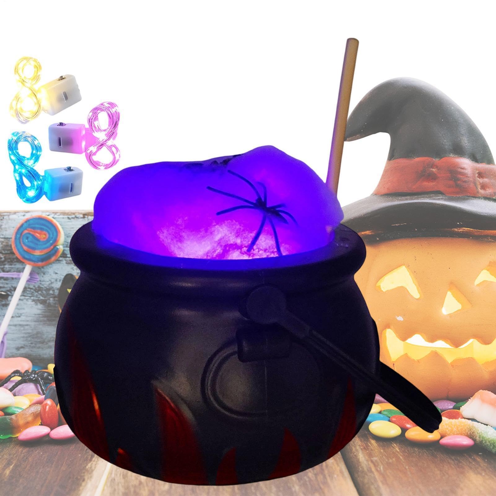 Caldero de brujas con luz ideal para ambientar fiestas de Halloween en casa