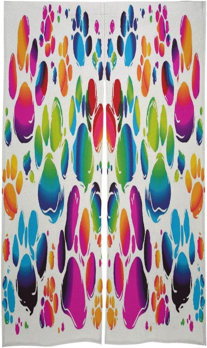 Colorful Dog Paw Print Door Curtain Printed Doorway Noren Japanese Style Doorway Room Divider Curtains for Privacy Partition Divider Kitchen Home Decorations Wall Hanging