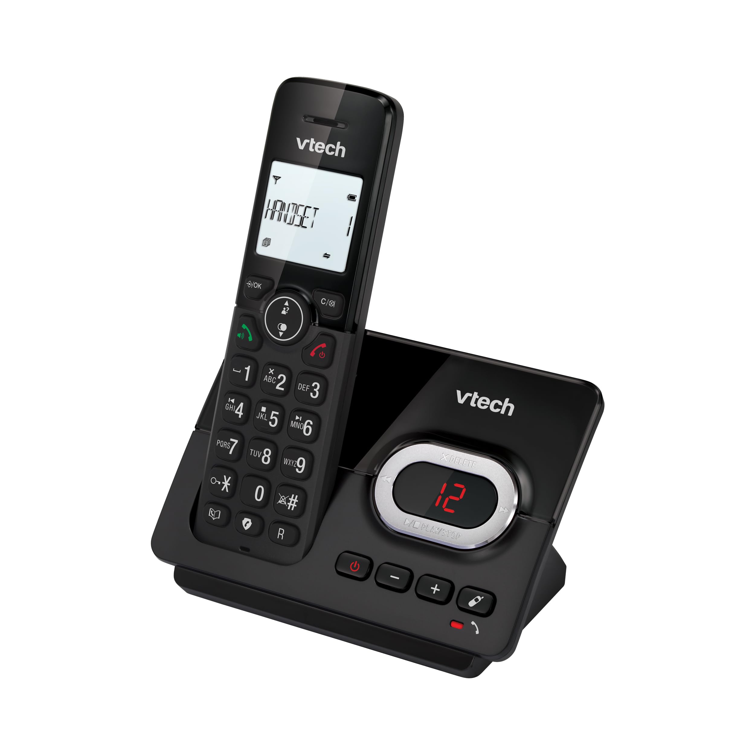 VTech CS2050 Telefon bezprzewodowy z automatyczną sekretarką, tryb Eco+, telefon dla seniorów, telefon bezprzewodowy, blokada połączeń, funkcja głośnomówiąca, duże przyciski, wyświetlacz 1-liniowy,