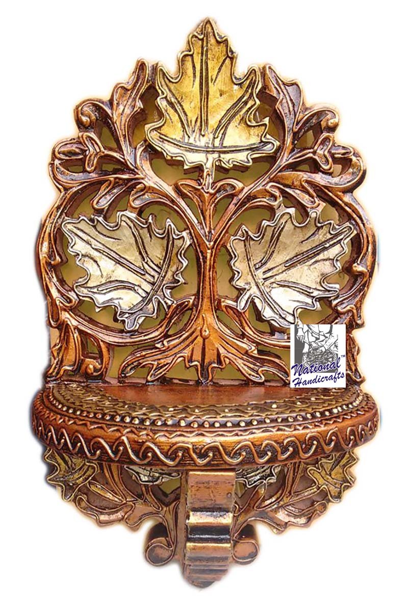 National HandicraftsNational Handicrafts 15" X 9" Multi Colour Chinar Leaf Style Wall Brakit/Telephone Stand/Flower Vase.