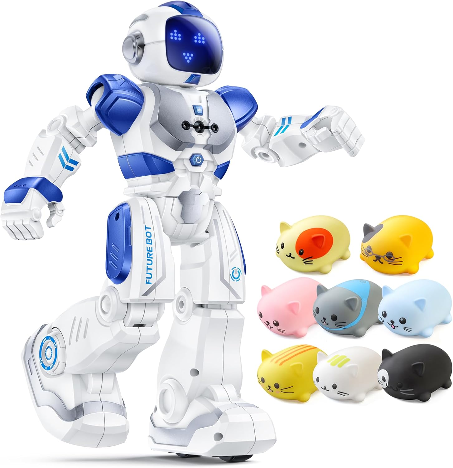 Ruko 1701 Musical Cats Piano Keyboards and 6088 Programmable Robot(Blue) with APP Control