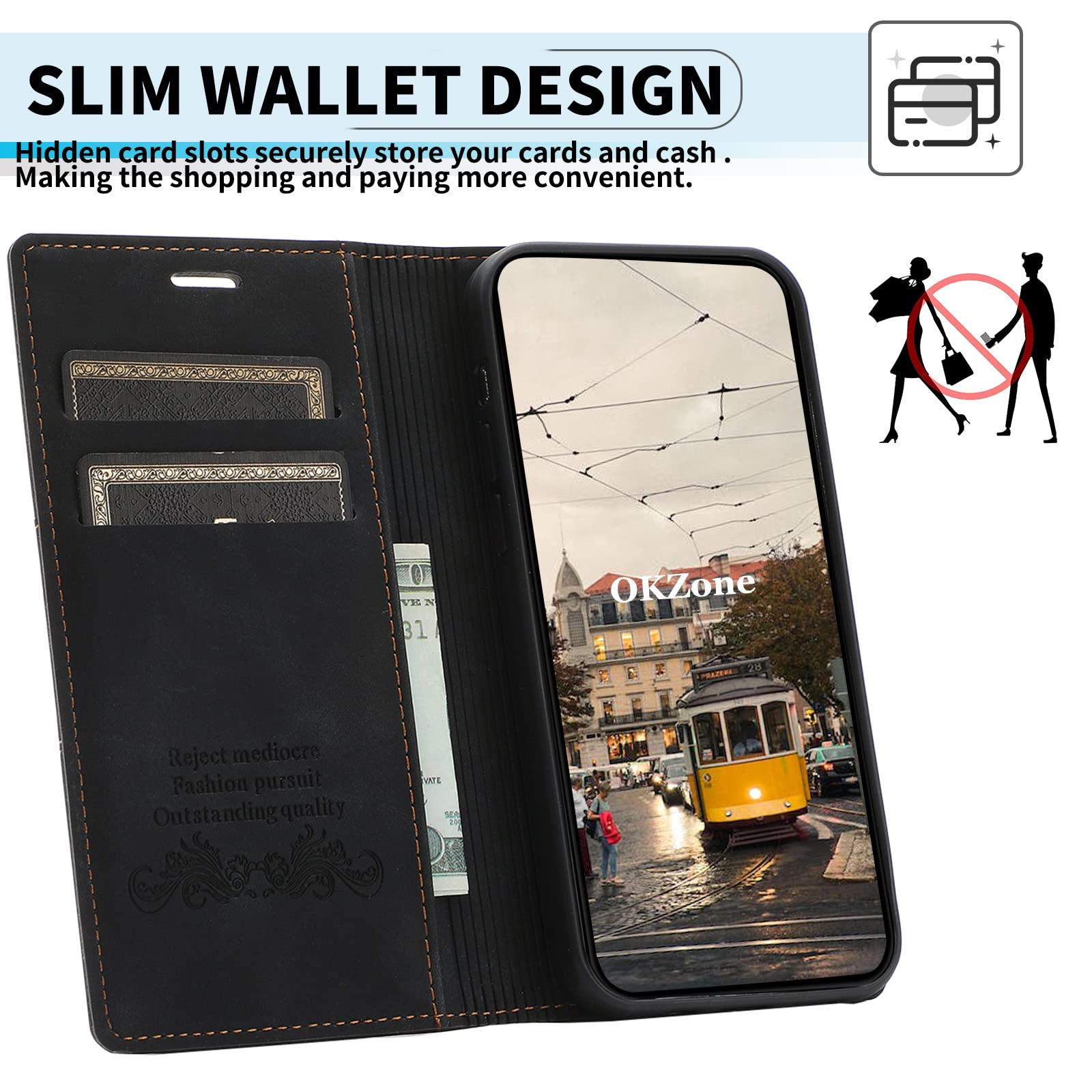 Vankii Cover per Xiaomi Mi 11 5G, Flip Caso Libro Premium Portafoglio Custodia in Pelle PU Magnetica,Custodia Pelle Sintetica TPU Silicone Antiurto,Funzione Supporto Slot Schede (Nero