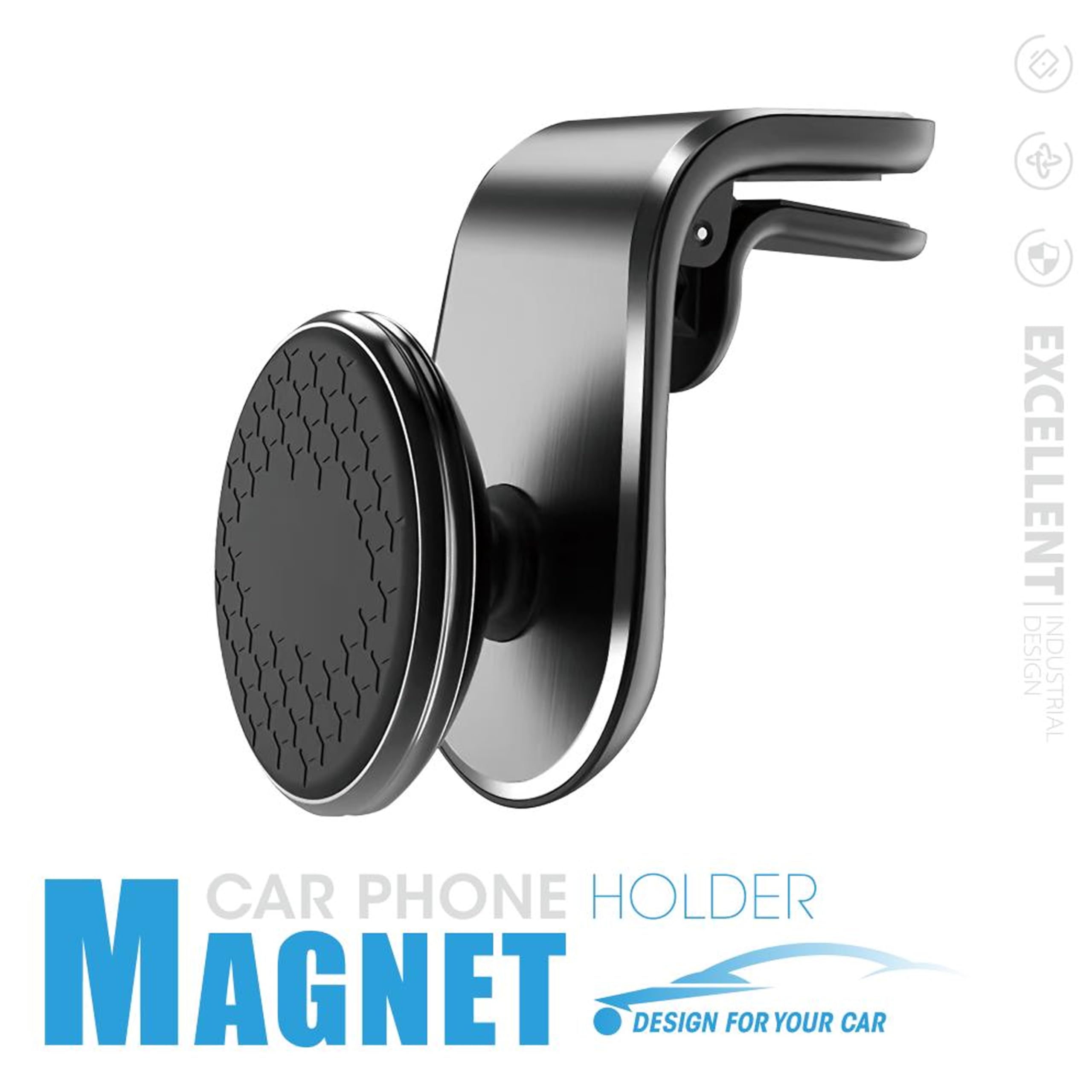 Supporto Magnetico NEWTOP ST30 Per Auto, A Pinza Con Vite Di Sicurezza Per Bocchette Aria, Calamita N52, Universale Per Smartphone E GPS, Nero - 2