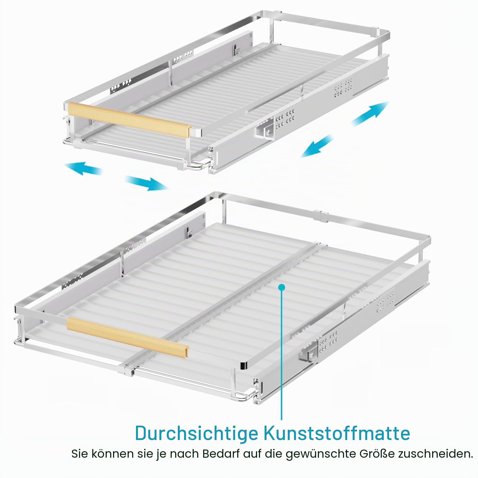 IPEGTOP 2er-Set Ausziehbarer Schubladenorganizer [30,7-46,7 cm B x 43,9 cm T] | Schwerlastregal für Küchenschränke & Spülenunterschränke | Verstellbare Breite 30,7-46,7 cm