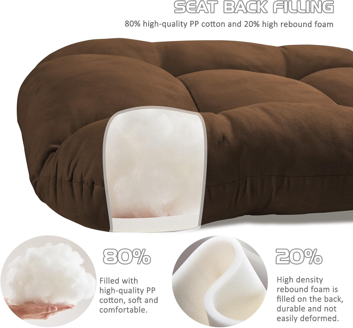 5Pcs Suede Glider Rocker Replacement Cushion Thickened Rocking Chair Cushion Pad