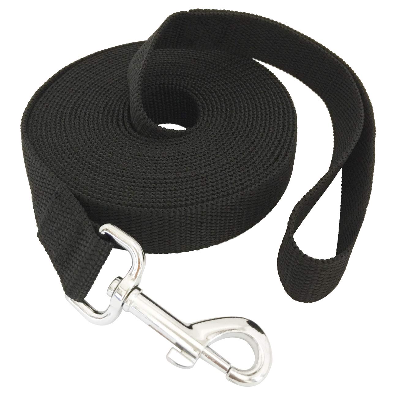 SALO Nylon Training Dog Leash for Small Medium Large Dogs, 1 Inch Wide, 20ft 30ft 40ft 50ft Long Leash Dog/Puppy Lead for Obedience Recall Training, Camping, or Backyard (20 Foot, Black) — image 1