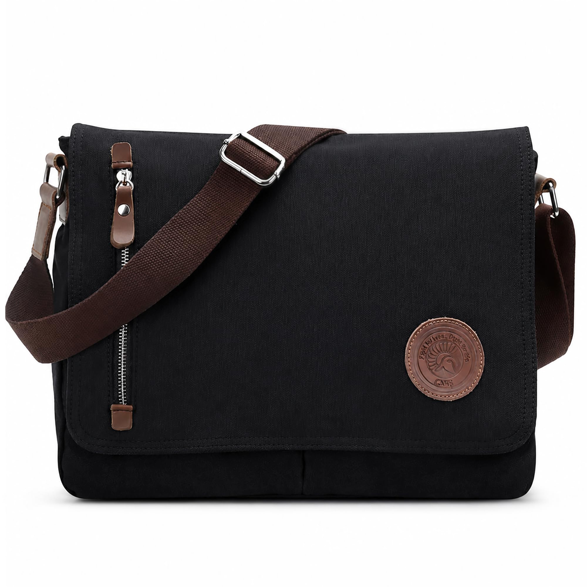 VARLIVOO Uomo Borse a Spalla Borsa a Tracolla da Uomo Messenger Borse14" Laptop Borse Scuola Università Viaggio Lavoro Campeggio Tela Nero