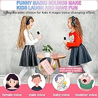 Vista 2 de Mini máquina de karaoke para niños de 4 a 12 años, altavoz Bluetooth con 2 micrófonos inalámbricos y luces LED, regalos de Navidad y cumpleaños