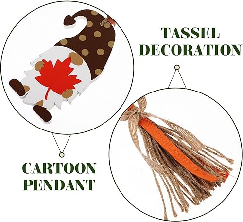 Miniatura 2 de Decoración para el hogar, cuentas de madera de Acción de Gracias con borlas, guirnalda de hojas de arce, gnomo, guirnalda de cuentas rústicas de