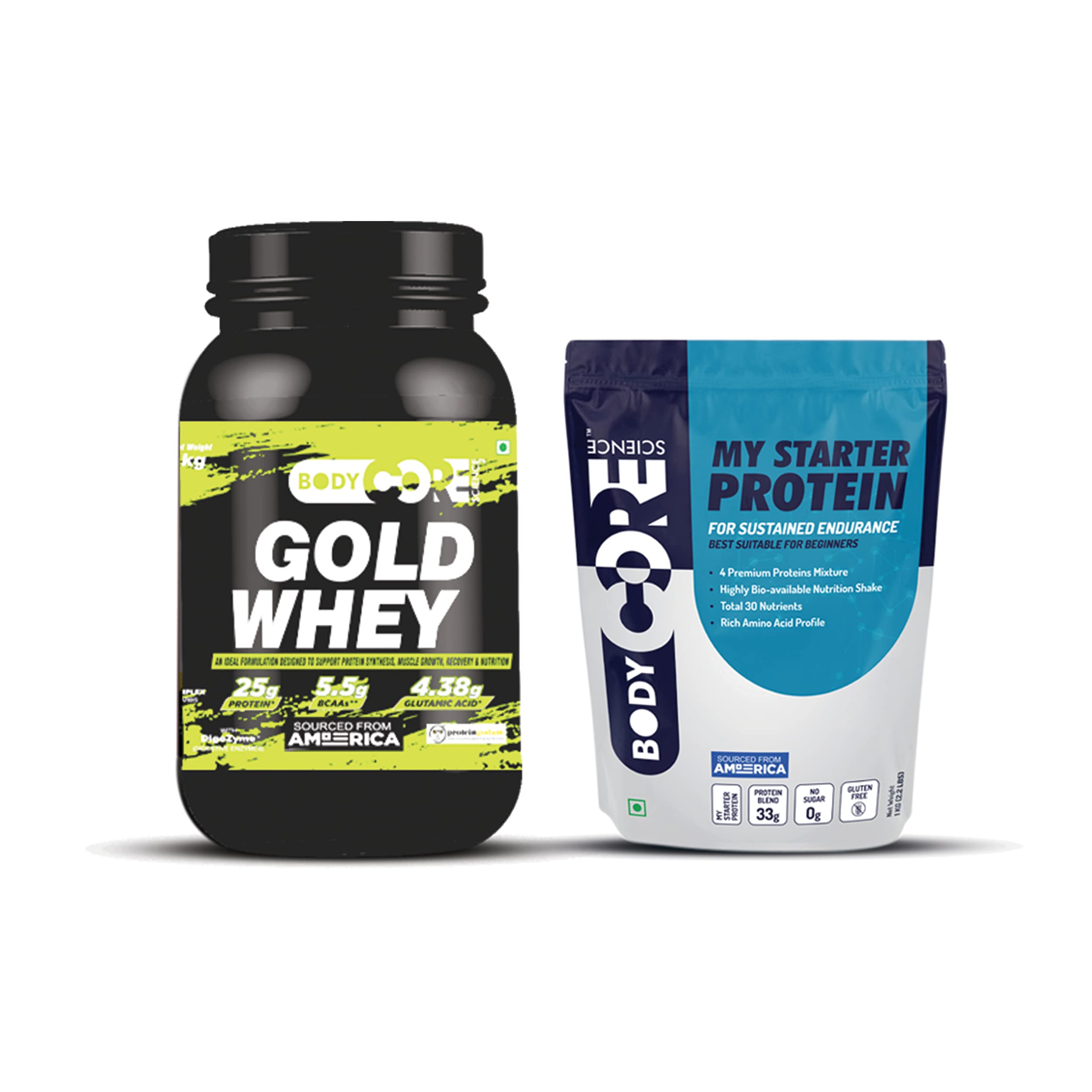 Buy Body Core Science Gold Whey Green1Kg(Chocolate) With My Starter
