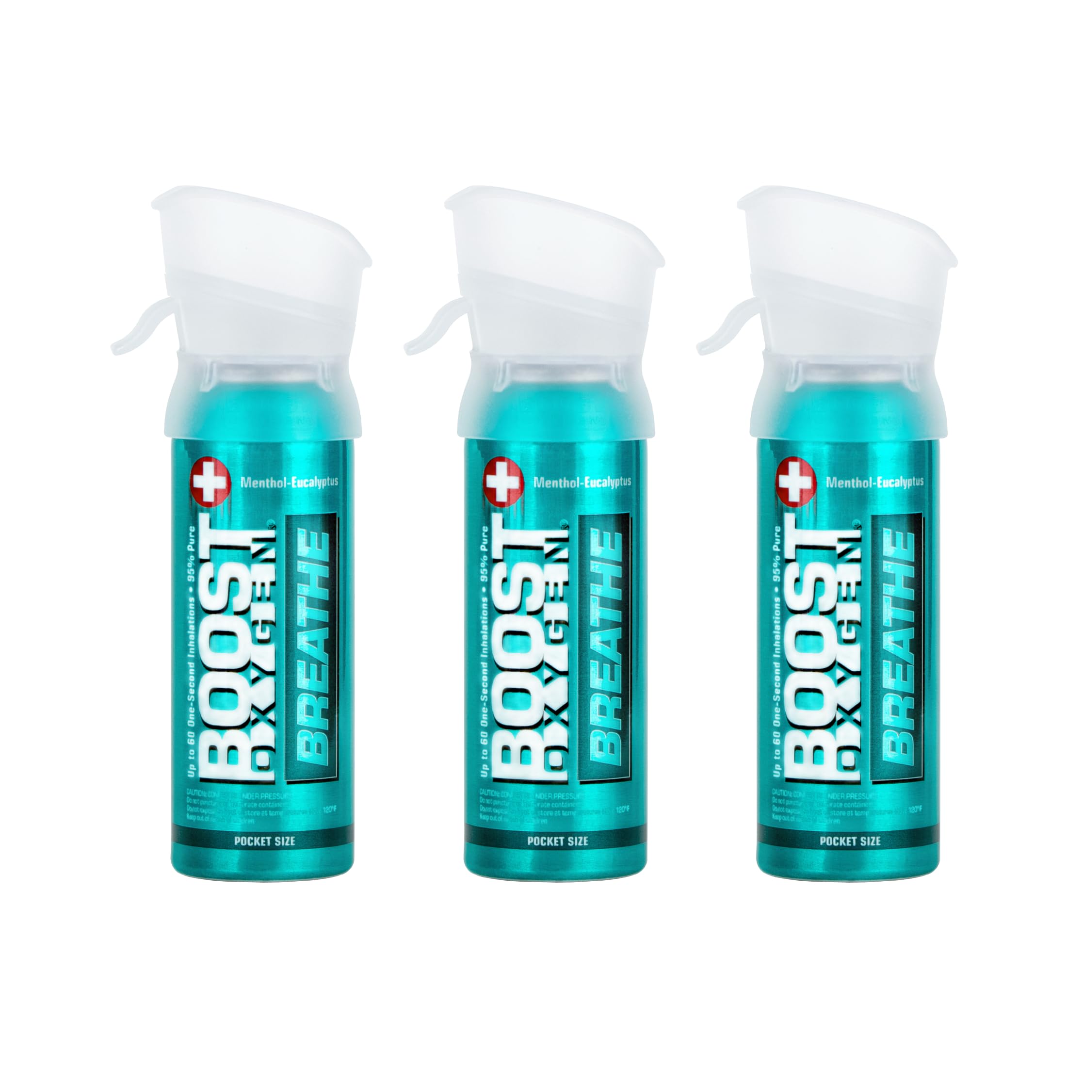 Boost Oxygen Pocket Size Breathe Menthol-Eucalyptus Aroma 3L Canister | Respiratory Support for Altitude, Performance & Health (3 Pack)