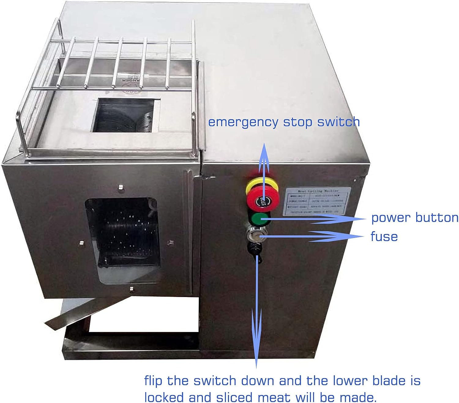 TECHTONGDA 7mm Meat Cutter Commercial Electric Slicer Shredded Diced for Steak Beef Pork Meat Stainless Steel QSJ-T