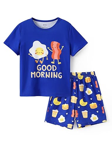 PATPAT Boys Pajamas Sets 2 Piece Soft Graphic Sleepwear Loose T-shirts with Shorts PJ Set Summer Lounge Wear for Kids