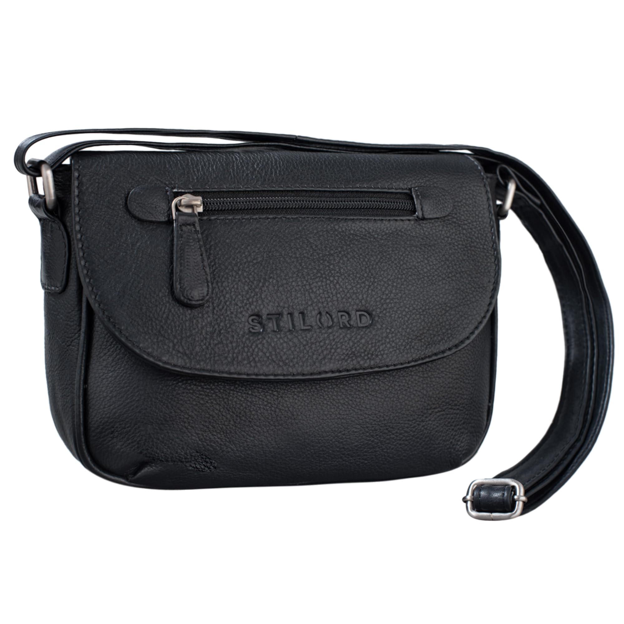 STILORD Tamara Kleine Handtasche Damen Leder Schwarz Umhängetasche Vintage für Frauen zum Ausgehen Abendtasche Partytasche Elegante Echtleder Tasche
