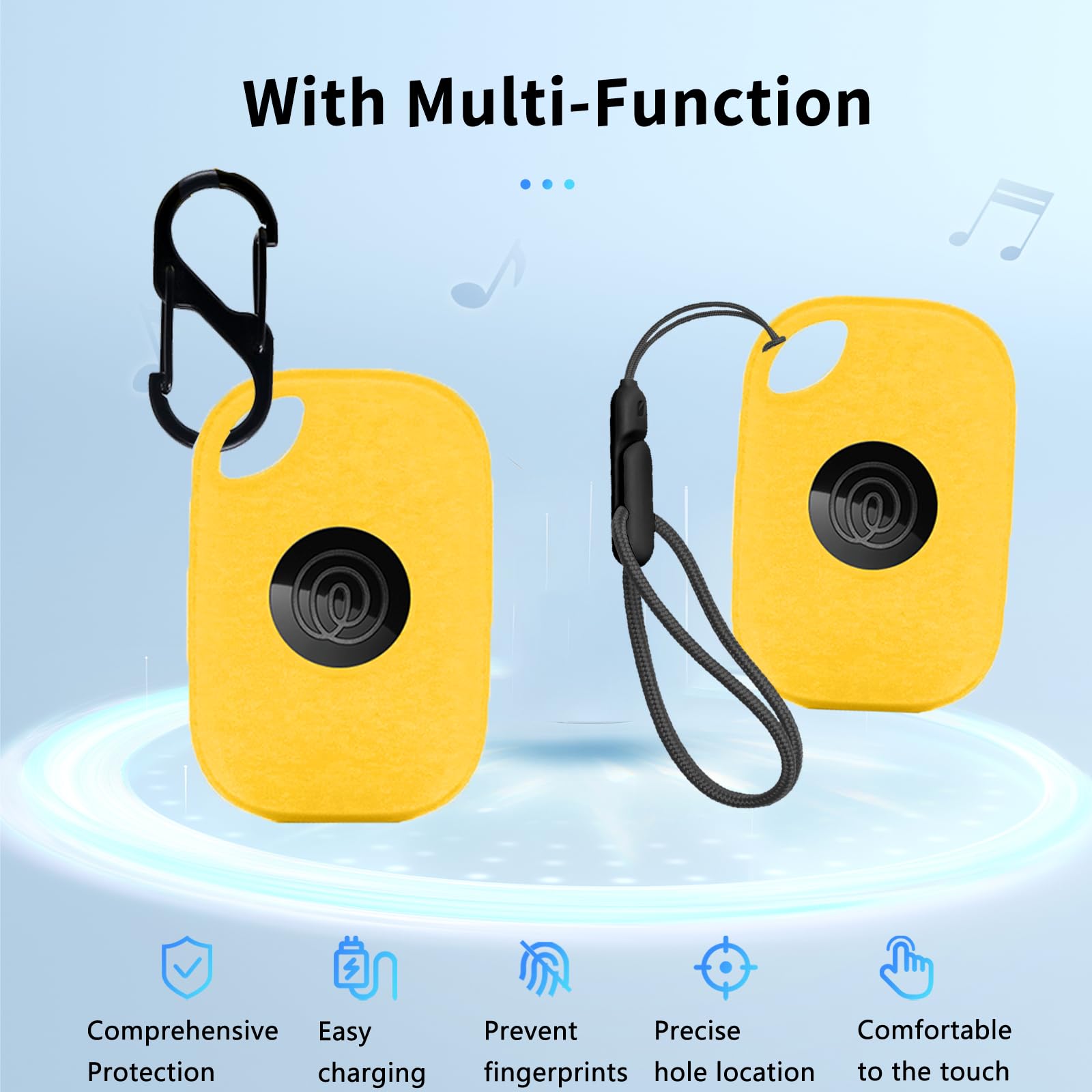 4pack Case for Tile by Life360 Pro (2024),Silicone Protective Cover(with Carabiner + Lanyard)Drop-Proof,Scratch-Proof,Shock-Proof,Dust-Proof,Protective Case for Tile Pro 2024 RE-61011(Yellow)