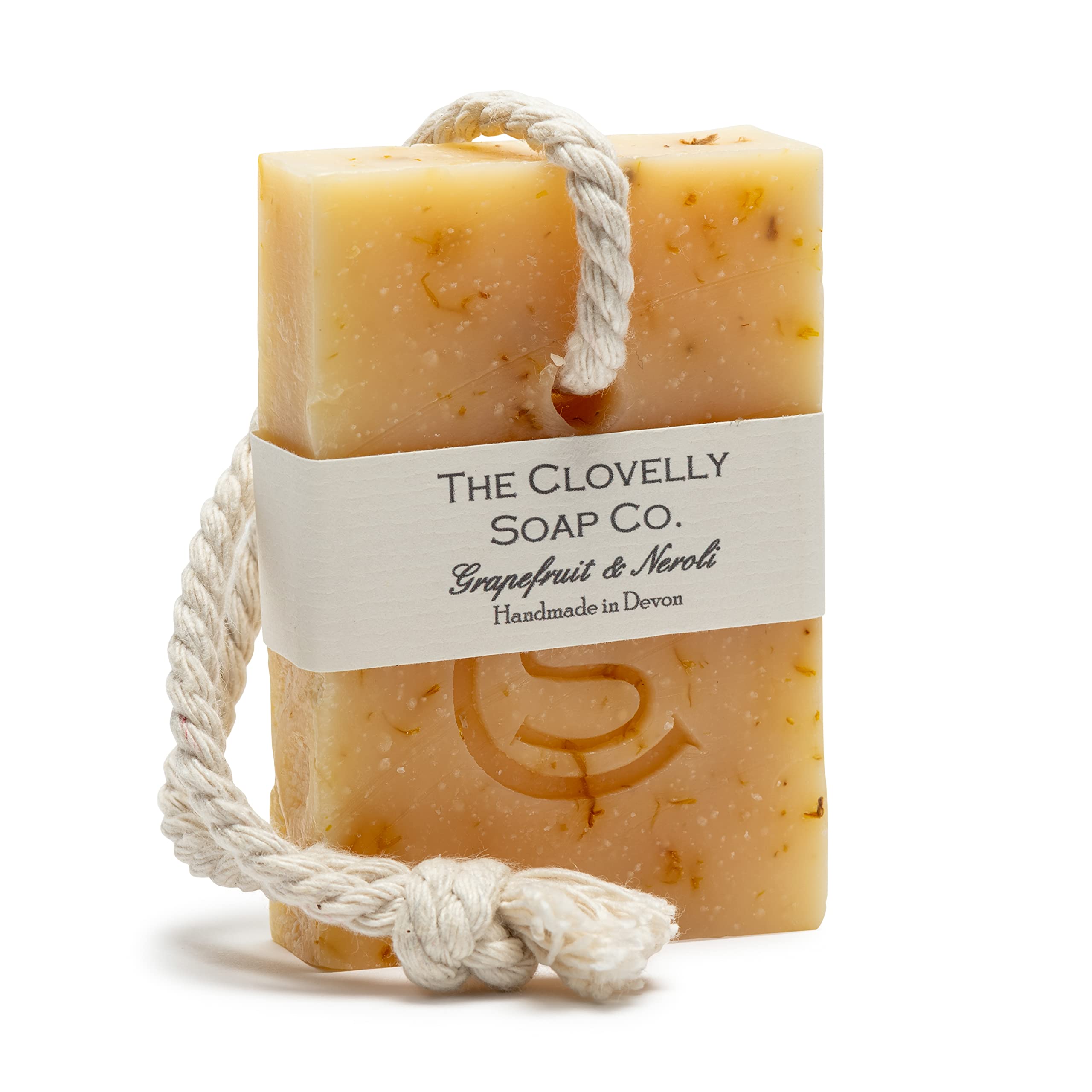Clovelly Soap Co Natural Handmade Soap on a rope Bar (Grapefruit & Neroli, 100g) For all skin types.[Amazon-developed Certification] Compact by Design