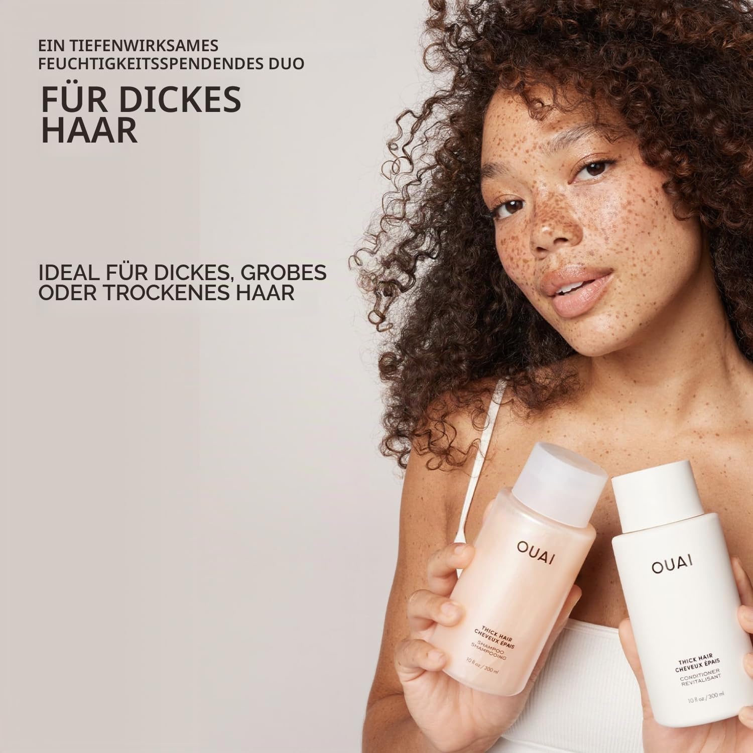 OUAI Thick Shampoo + Conditioner Set. Free from Sulfates (10 oz Each)