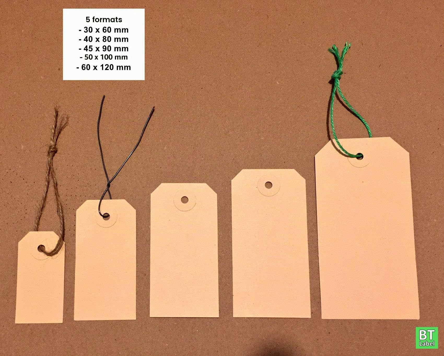 Lot de 1000 Étiquettes 50 x 100 mm Avec Trou (Œillet en Carton Renforcé) - Étiquettes de Marchandises en Papier
