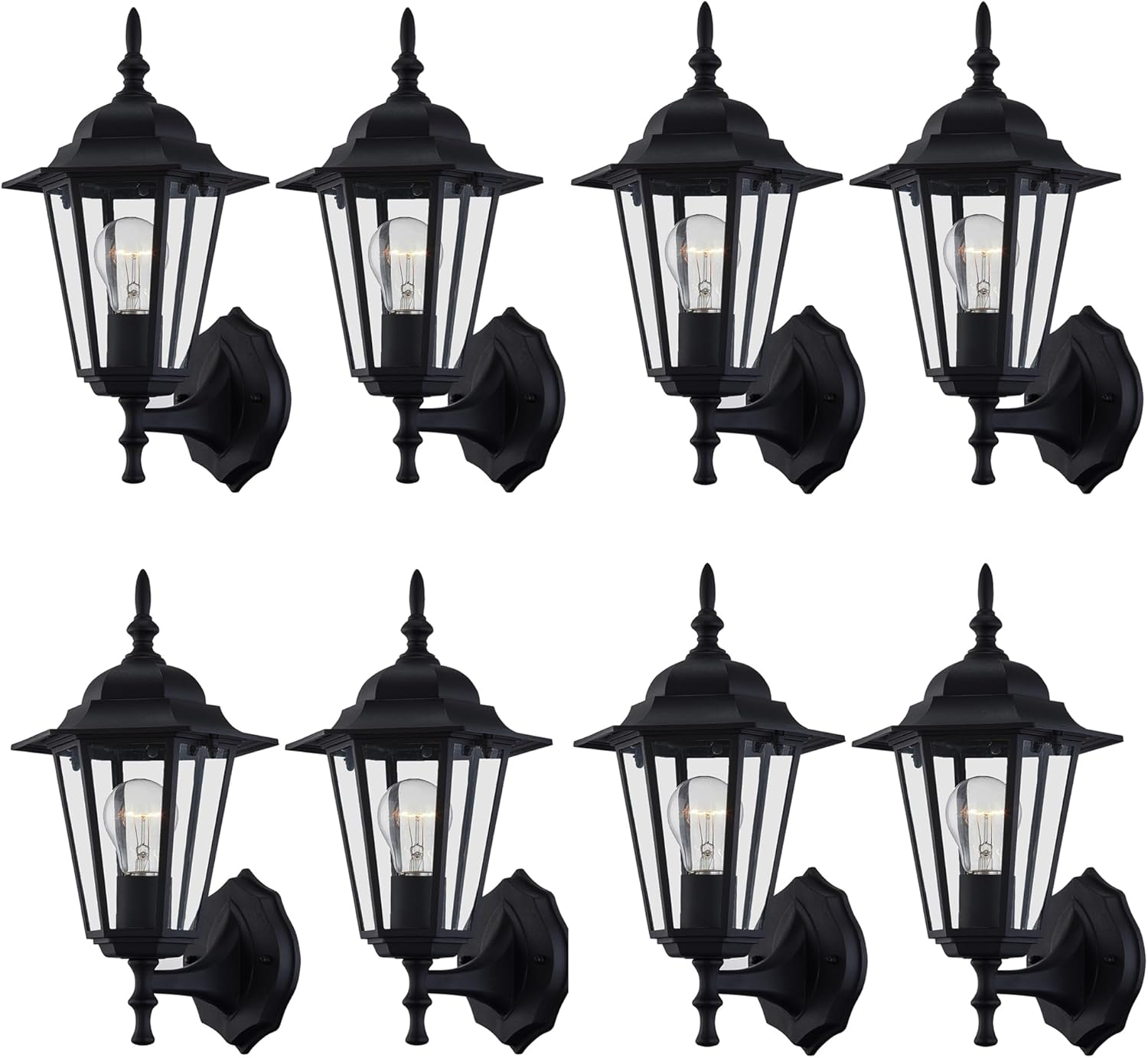 Pia Ricco 8 Pack Outdoor Light Fixtures Wall Mount Black, Front Porch