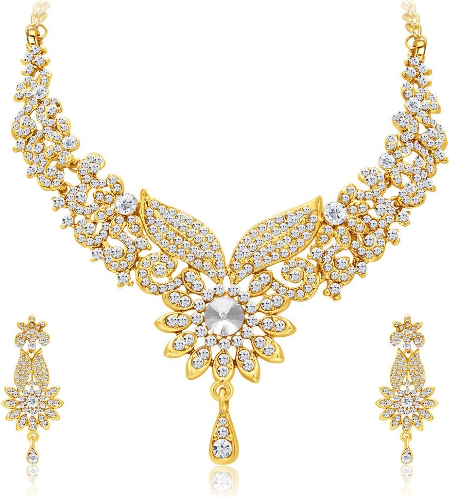 Sukkhi Fabulous Gold Plated AD Necklace Set For Women