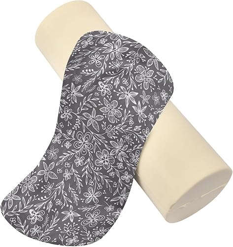 Miniatura 2 de KLL Almohada decorativa de cuello pequeño con diseño floral de garabatos de invierno, almohada redonda decorativa cilíndrica de espuma para sofá,