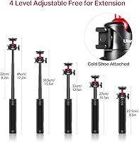 Vista 4 de ULANZI MT-16 Mini trípode extensible para cámara, ajuste de 4 niveles, cabeza esférica de 360°, zapata fría, ligero, portátil, palo selfie vlog