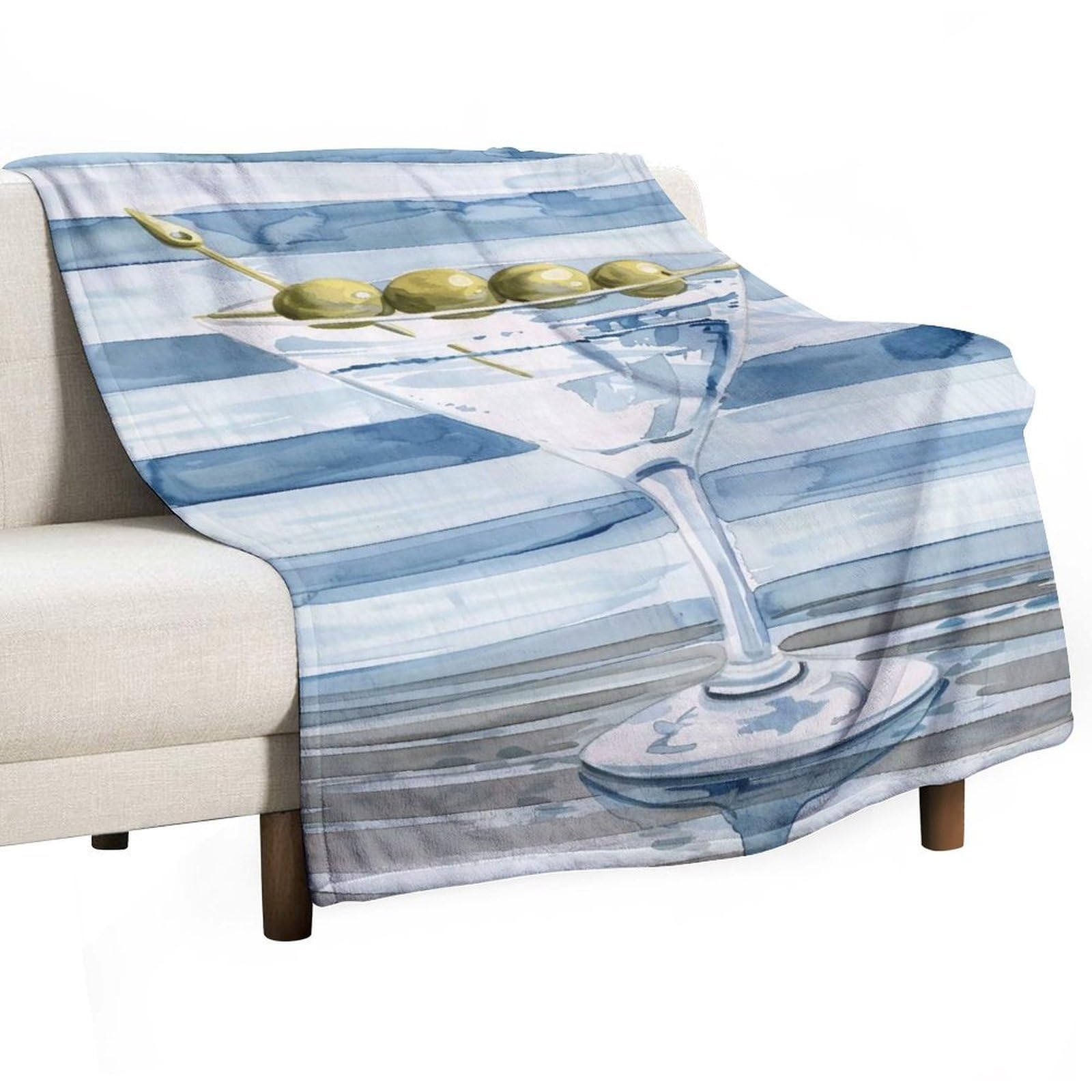 YHGSREUOH Martini-Cocktail-Watercolor_03 Flannel Blankets Fleece Soft Throw Lightweight Plush Gifts for Couch, Bed, Cozy Sofa Plush, Chair, Lovers 32x48inch(80x120cm)