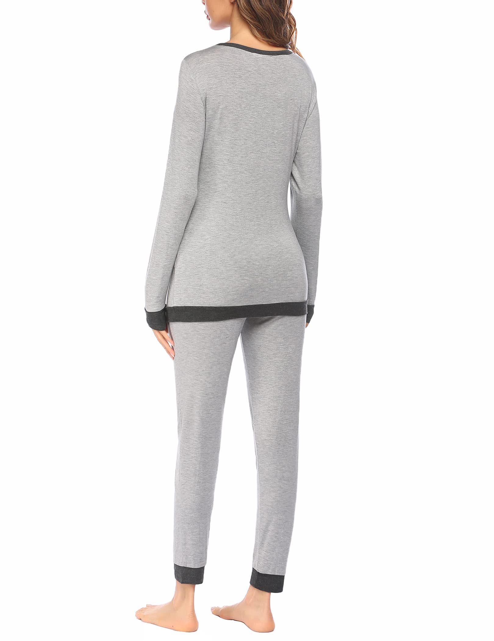Ekouaer Pigiama Donna Premaman Pigiami maternità Invernali Manica Lunga Due Pezzi Abbigliamento da Notte Morbido, S-XXL