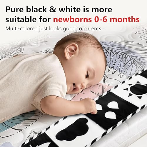 Miniatura 3 de AZEN Juguetes para bebés de alto contraste en blanco y negro, 0-3, 3-6 meses, juguetes para el tiempo boca abajo, juguetes para bebés recién nacidos