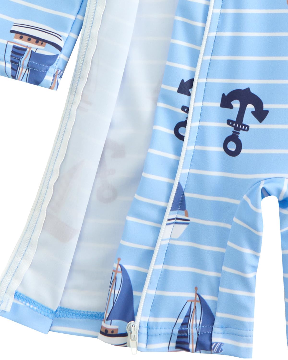 DivingBirds Maillot de bain à manches longues pour bébé garçon avec fermeture éclair diagonale, facile à mettre et à enlever, de 3 mois à 3 ans