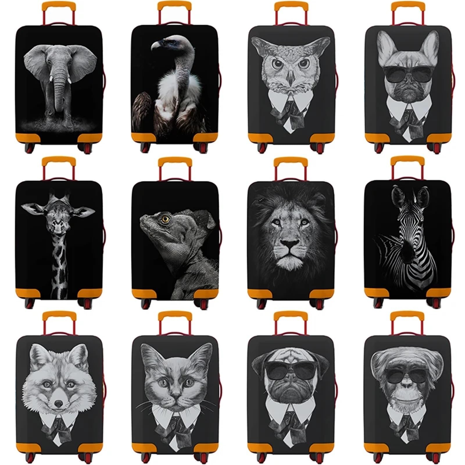 2 pezzi di spessore elastico animale bagaglio copertura protettiva vestito con cerniera for borsa da 18-32 pollici coperture for valigie per Esterno(Black 09,S 18-20 inch)