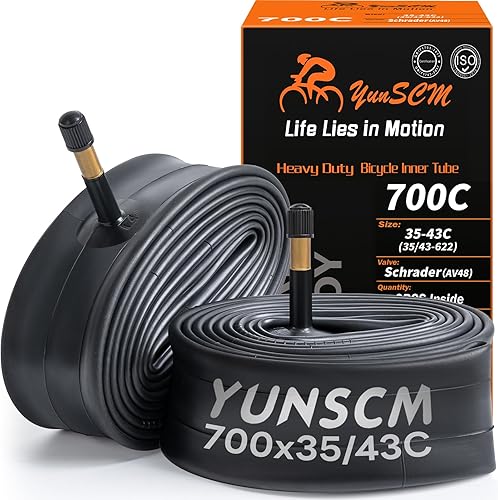 Tubos de bicicleta de alta resistencia 700C 700x35C/38C/40C/43C AV48 Válvula Schrader (35/43-622) 700C Tubos interiores de bicicleta compatibles con