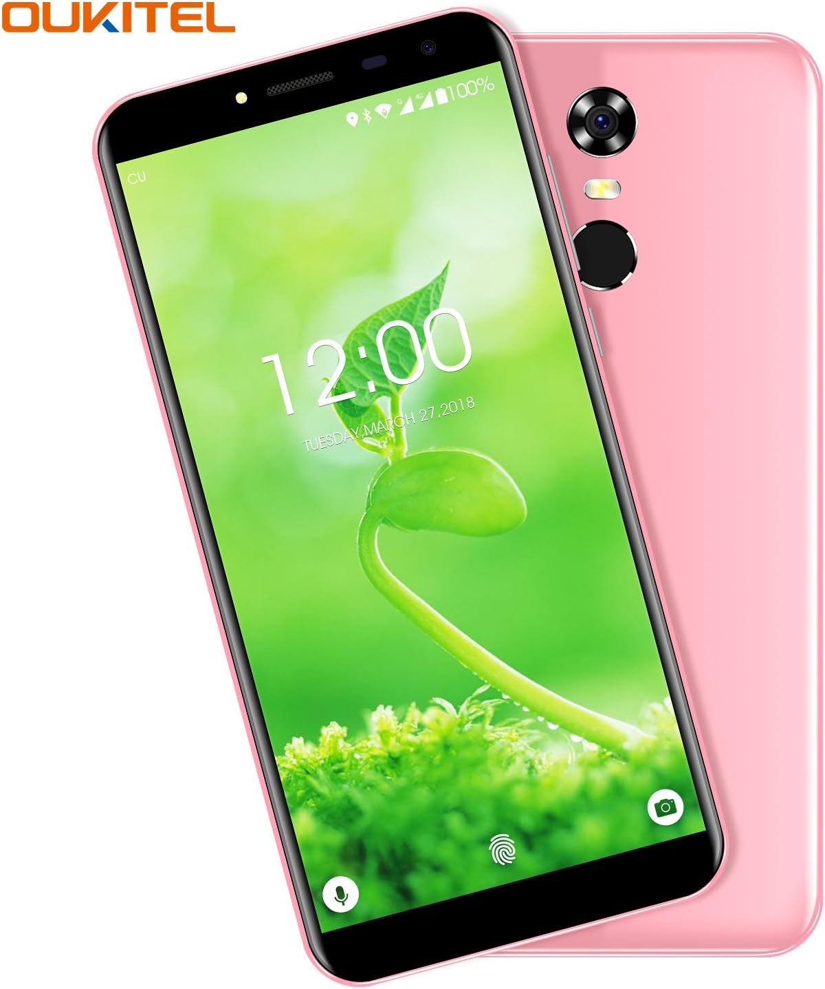 Cheap Mobile Phone, OUKITEL C8 4G 5.5 Inch (18:9 Aspect Ratio Full Vision) Android 7.0 Dual SIM Unlocked Smartphone Quad Core 5MP+13MP Camera 2GB RAM 16GB ROM 3000mAh Battery Fingerprint GPS Cell Phone - Pink