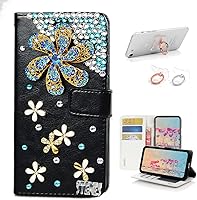 Vista 12 de STENES Bling - Funda tipo cartera compatible con iPod Touch 5 y iPod Touch 6, elegante funda de piel con diseño de lazo hecho a mano en 3D con Negro