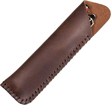 Handmade Genuine Leather Double Pen Case Fountain Pen Sleeve Holder Pouch Cover Vintage Coffee