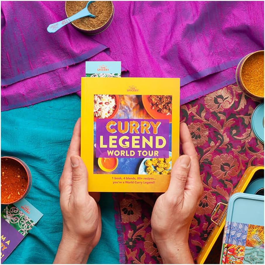 Curry Legend World Tour Cookbook Kit from The Spicery | 80+ World Curry Recipes | Easily Create curries from Around the World with These 4 Spice Blends and a Few Fresh Ingredients | Refills Available