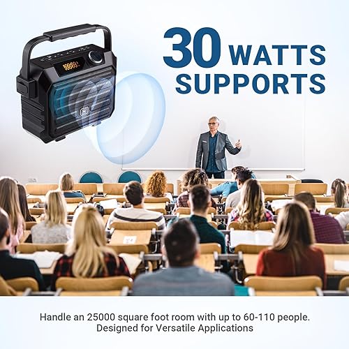 Miniatura 2 de WinBridge Amplificador de voz inalámbrico para profesores, sistema PA portátil de 30 W con micrófono de auriculares UHF y altavoz Bluetooth, para