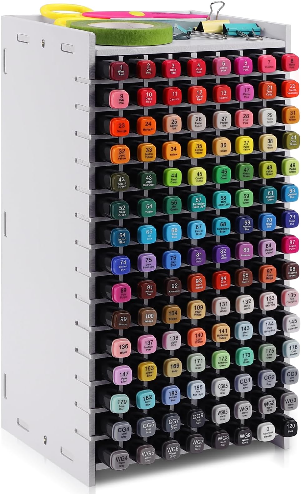 - Marker Organizer, 120 Slots Marker Holder Organizer, Marker Storage with Divider Art Marker Rack for Pens Colored Pencils Art Brushes Adjustable Pencil Holder for Desk Organizer