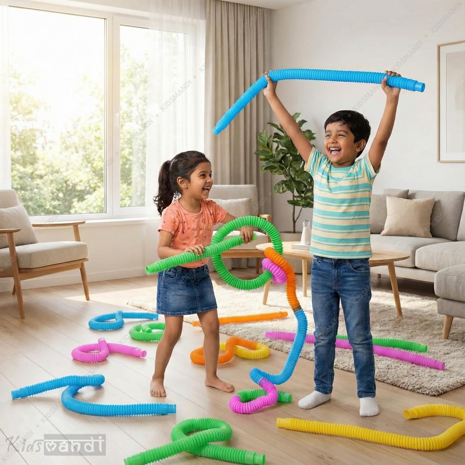 Kids Mandi Pop Tubes Sensory Fidget Toy Set (Pack of 24) | Colorful Stretch, Bend & Connect Tubes for Stress Relief, Focus & Motor Skill Development | Perfect Sensory Toy for Toddlers 3