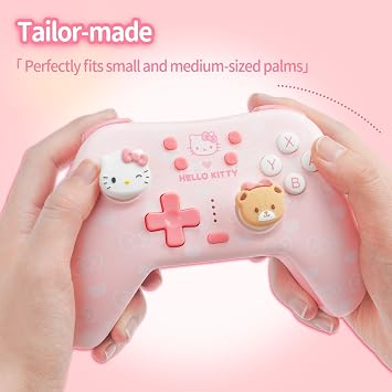 Kuitmor Hello Kitty Switch Controller Wireless for Switch 2/1/OLED/Lite PC with Portable Foldable Holder Brackets