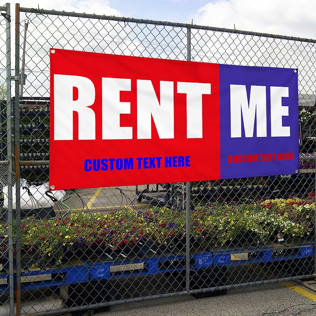 Custom Vinyl Banner Multiple Sizes Rent Me Promotion Business Rentals Outdoor Weatherproof Industrial Yard Signs 4 Grommets Personalized Text Here 24x36Inches