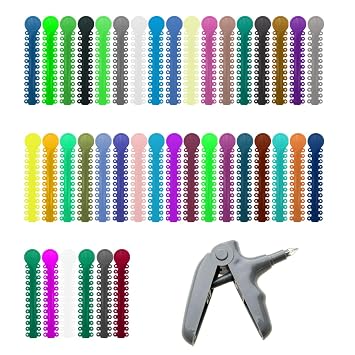 Easyinsmile 1040PCS Dental Orthodontic Ligature Ties and Orthodontic Ligature Gun Tools Elastic Ligature Ring Brace Rubber Bands Multicolor & Tool
