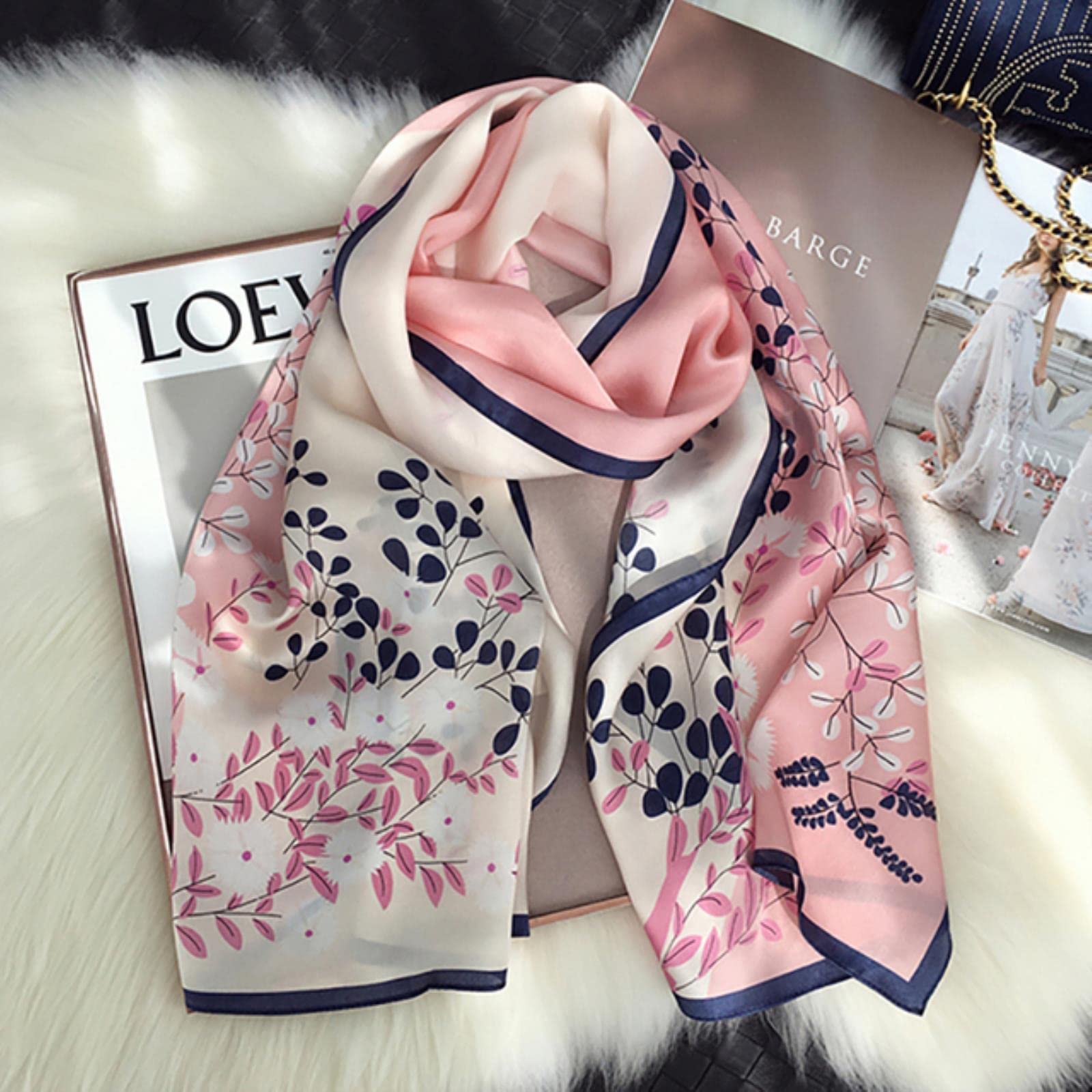 MBU Women Silk Winter Scarf Luxury Design Print Lady Beach Shawl Scarves Fashion Smooth Foulard Female Hijab