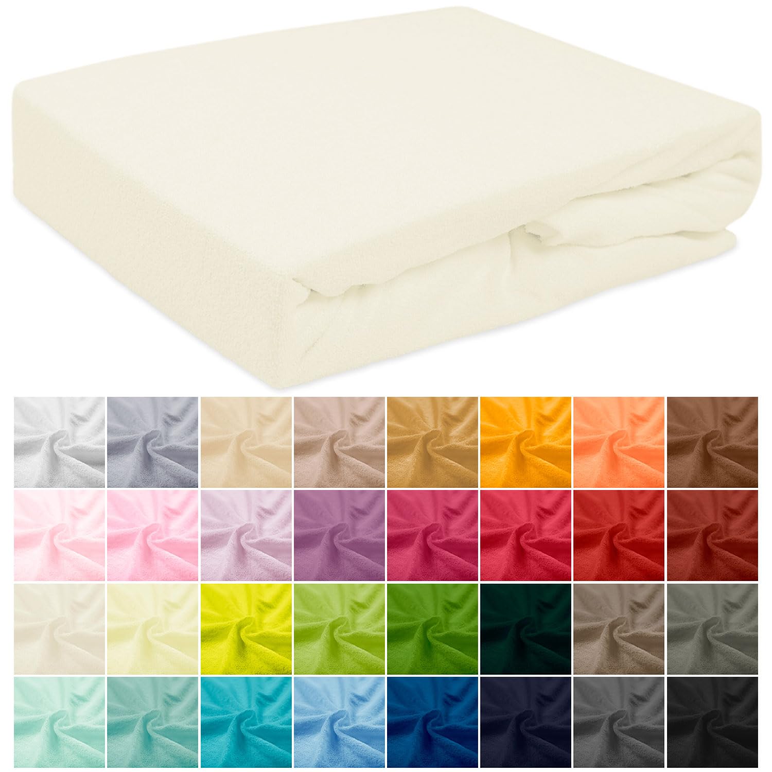 Prześcieradło z gumką frotte – miękkie prześcieradło z gumką – wysoka gramatura 155 g/m2 – wysokość materaca do 20 cm (Ecru, 160 x 200)