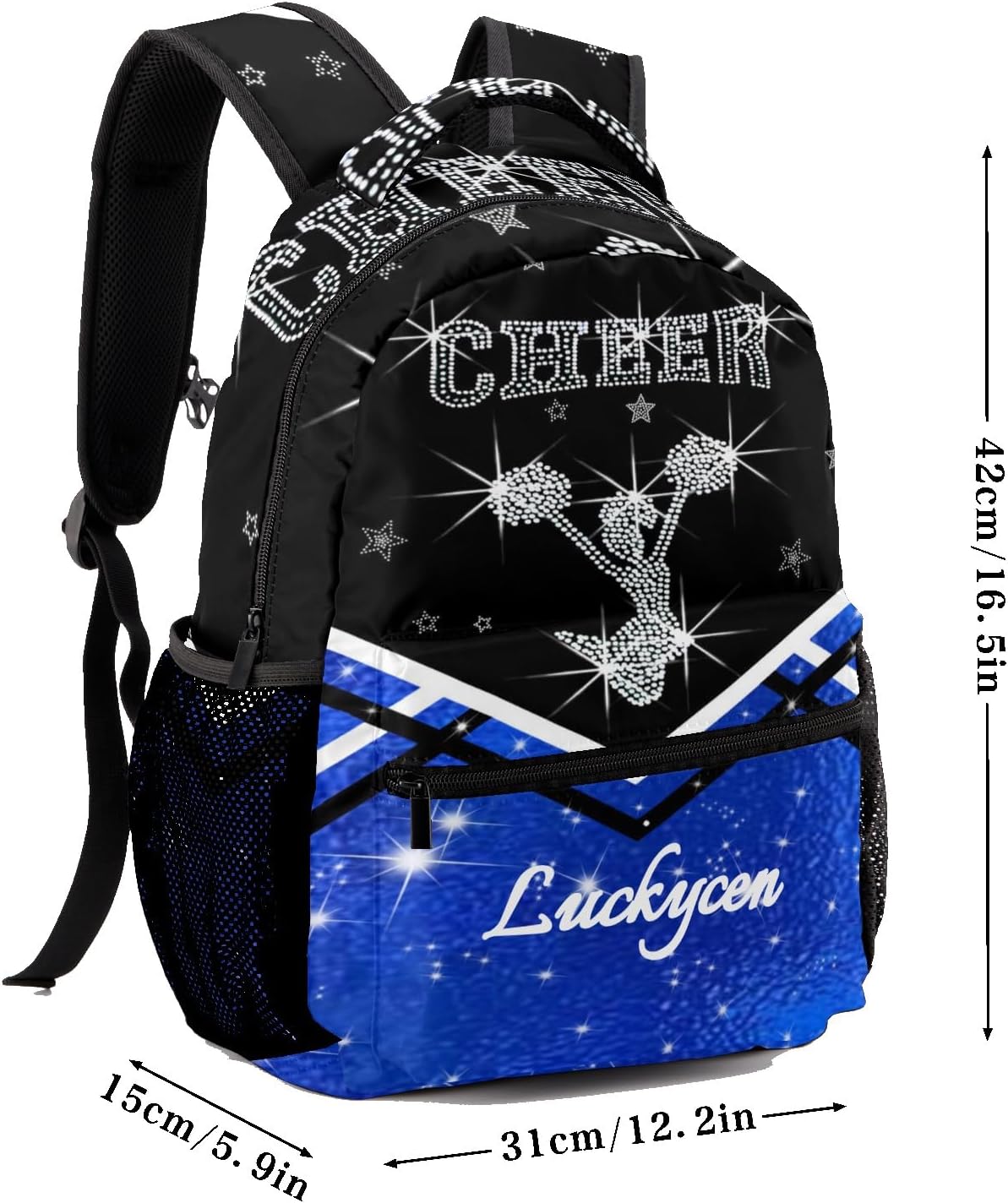 Personalized Cheer Bags for Girls Customized Name Cheer Backpack for Cheerleader Bookbag for Cheerleading Bags (Blue Black) - Image 7