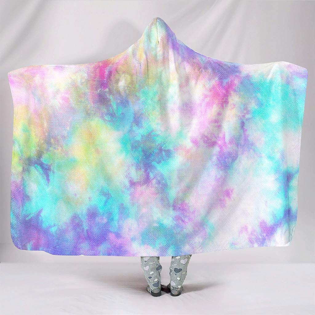 Weifly Large Hooded Blanket Rainbow Tie Dye Fleece Ultra Soft