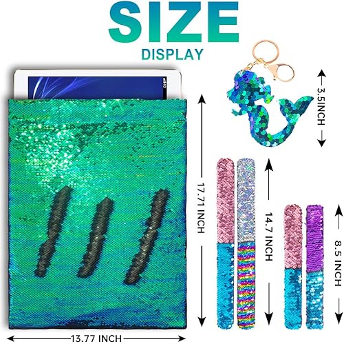 Miniatura 6 de Mermaid Reversible Sequin Drawstring Backpack Christmas Gift Party Bag Headband Keychain Bracelet for Kids Girls Birthday