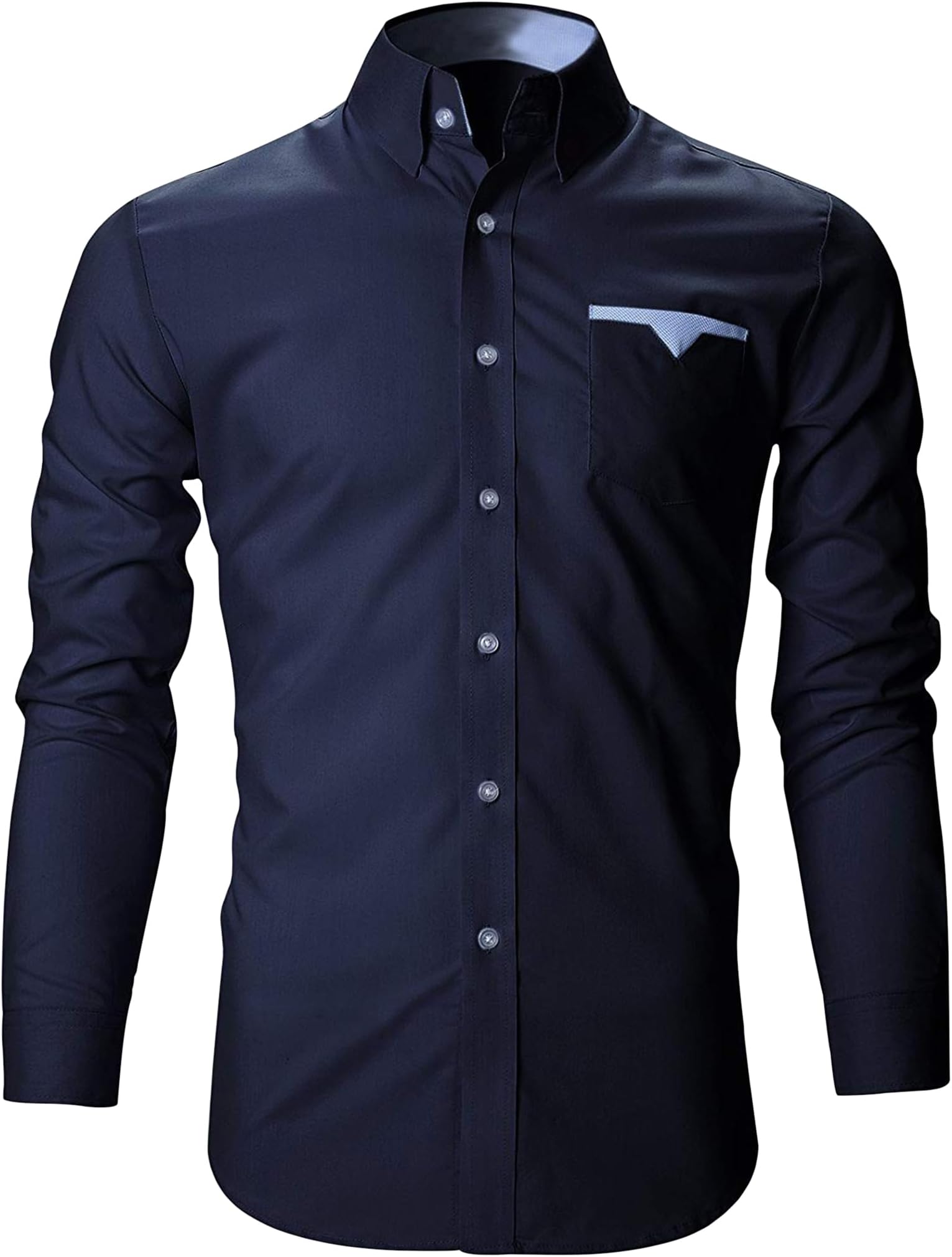 FINIVO FASHIONMen's Cotton Regular Fit Casual Shirt, 40, Navy Blue, Pack of 1