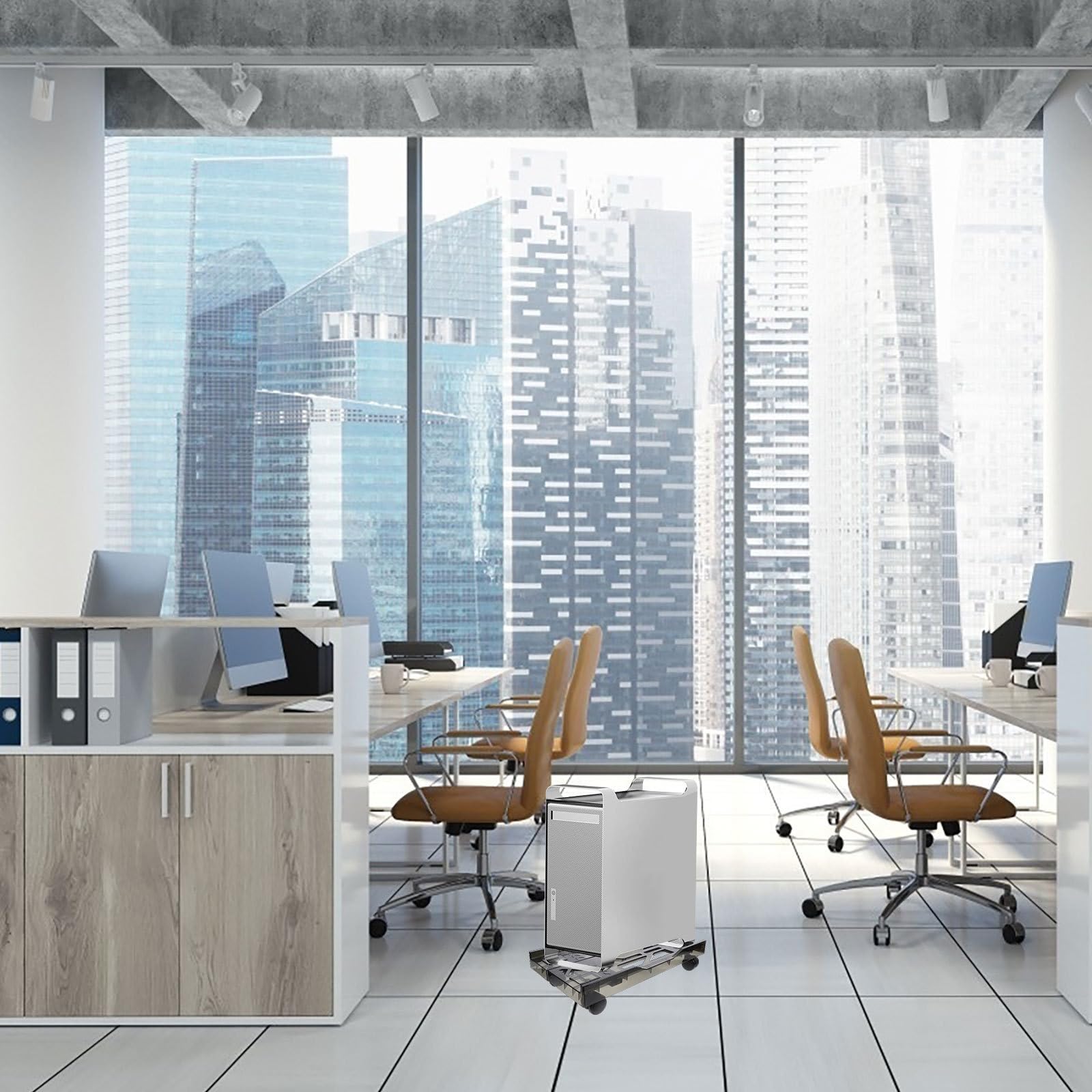Verstellbarer Computerständer mit Rollen für Tower, 24-28 cm