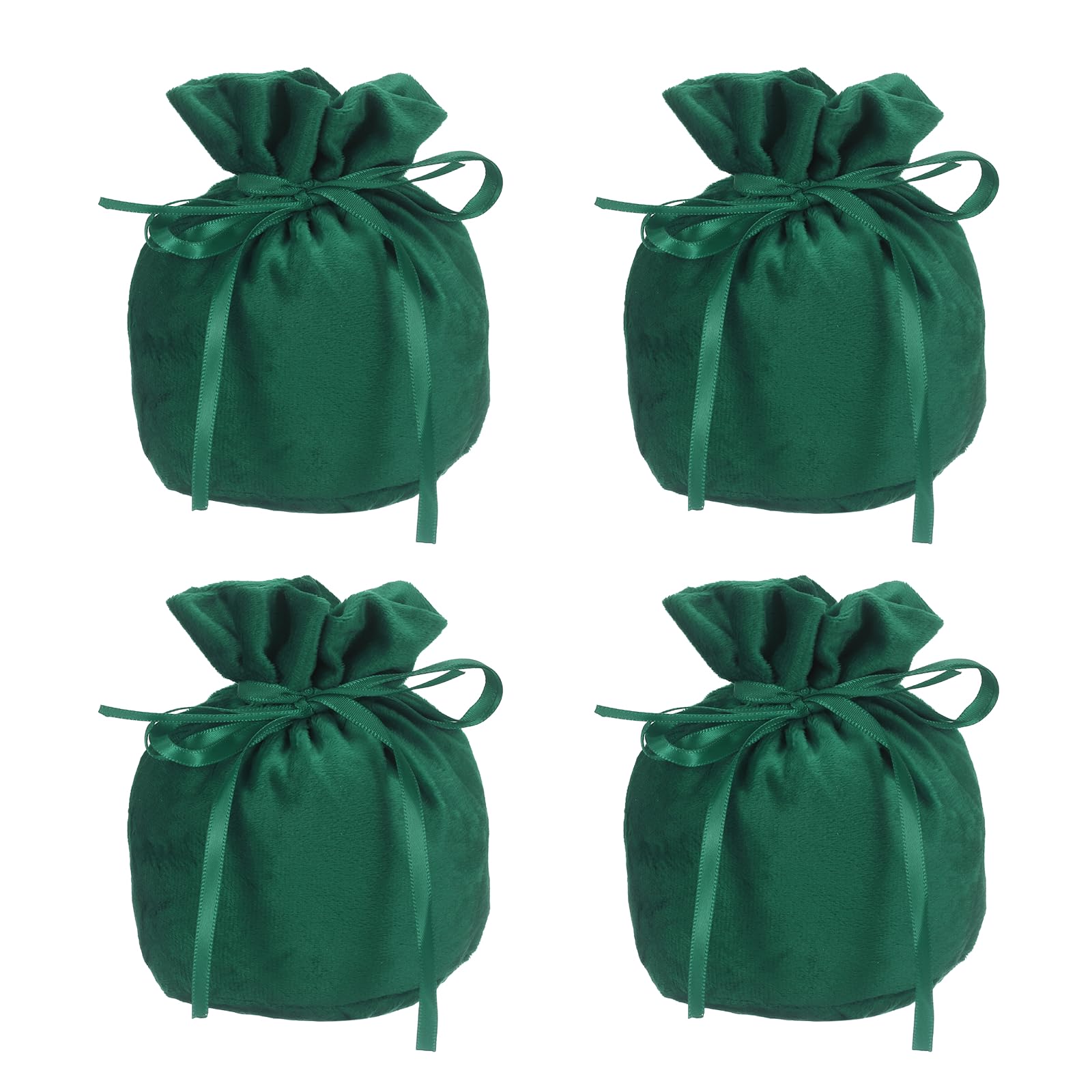 PATIKIL Velvet Drawstring Bags, (6 x 5 Inch, Dark Green) (4 Pcs), Flannel Jewelry Bags Mini Candy Packaging Storage Pouches, Suit for - Wedding/Favor/Party/Birthday